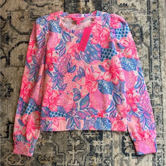 Floral Pink and Blue Long Sleeve Top - Picture 8 of 13